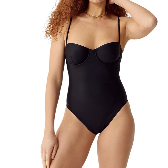 J. Crew Other - J. Crew Heritage Balconette Underwire One Piece Swimsuit in Black NWT